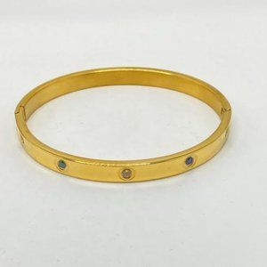 One Metal Bangle Bracelet with Multicolored Crystal Studs